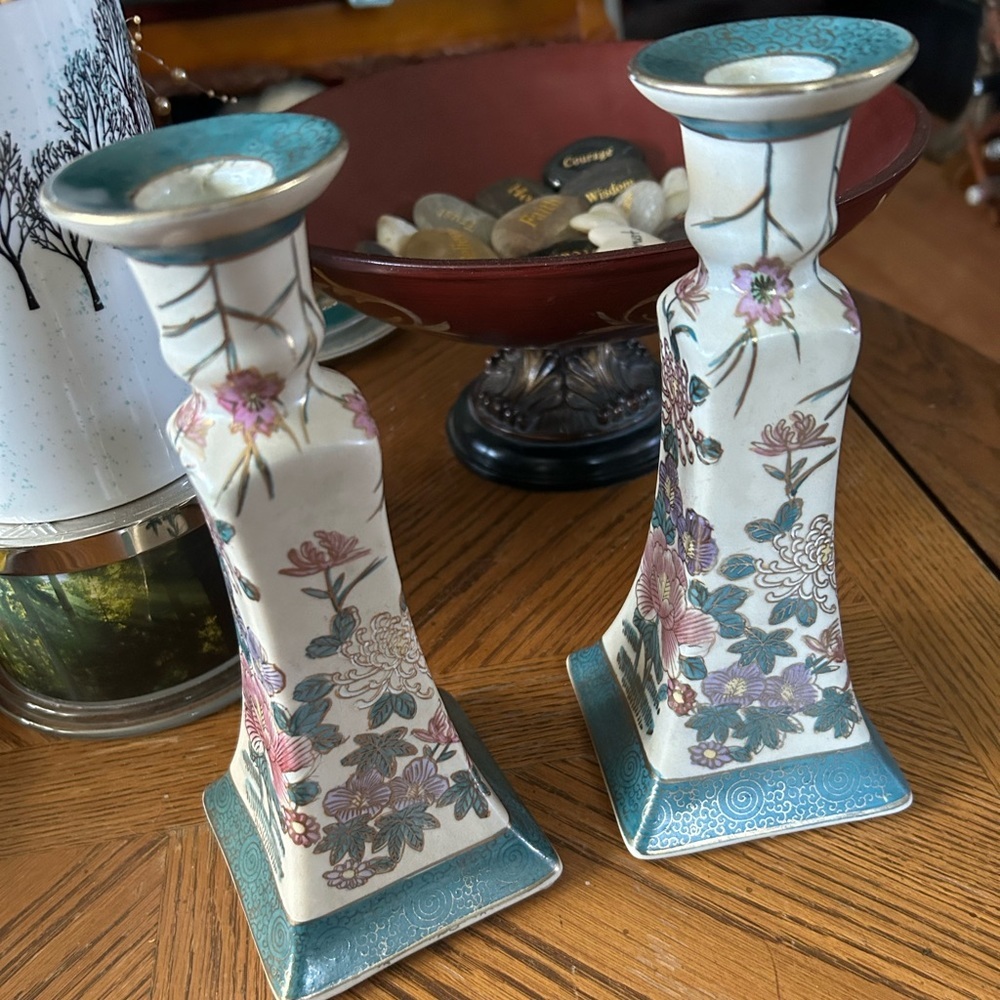 Vintage Chinoiserie Candlesticks